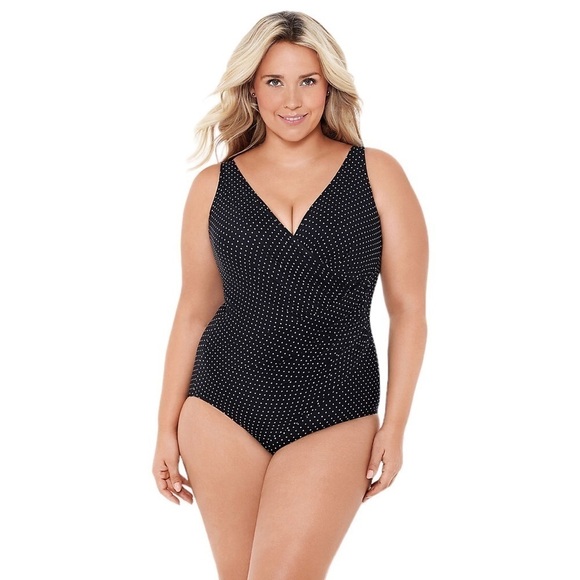 Miraclesuit Black And White Polkadot One Piece Size 20W - Picture 14 of 14